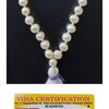 Pearl Round Beads Mala 108+1, a necklace of round creamy white beads ending in a tassel