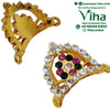 Crown for God & Goddess - *, two gold-toned ornate metal components set with clear, magenta, and green stones