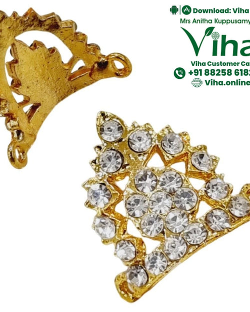 Crown For God & Goddess, two gold-toned metal ornaments with clear stones, one encrusted and one plain
