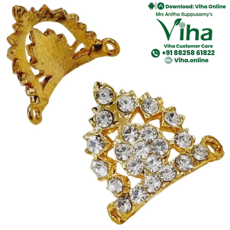 Crown For God & Goddess, two gold-toned metal ornaments with clear stones, one encrusted and one plain