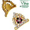 Crown For God & Goddess - *, two gold-toned metal crown-like ornaments with clear, green, and pink stones