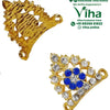 Crown For God & Goddess - *, two gold-toned ornamental pieces, one plain textured and one set with clear and blue stones