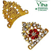 Crown For God & Goddess - *, two gold-toned textured ornaments, one plain and one inlaid with clear and red stones