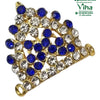 Crown For God & Goddess, a gold-toned metal crown set with blue and clear stones featuring two loops
