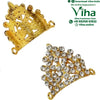 Crown For God & Goddess - *, two gold-toned triangular pieces with cutout patterns, one featuring clear stones on the front surface