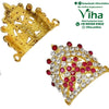 Crown For God & Goddess - *, two gold-toned ornate metal components, one plain with openwork and one embellished with red and clear stones