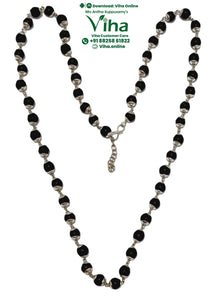 Karungali Mala with White Metal Cappings - 6mm