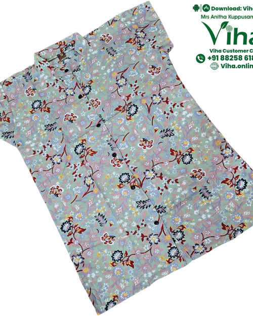 Women Shirt, light green, floral pattern