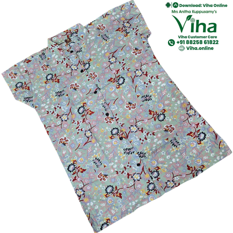 Women Shirt, light green, floral pattern