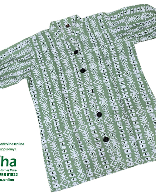 Women Shirt, green and white, collar