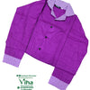Women Shirt, purple and white, chevron pattern on collar and cuffs