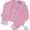 Women Shirt, pink and white, notch lapel collar with pink and white zigzag pattern