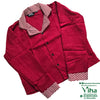 Women Shirt, red, zigzag patterned collar and cuffs
