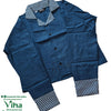 Women Shirt, blue, notch lapel collar with white and blue zig-zag pattern