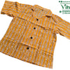Women Shirt / Size - XXL, yellow with white and reddish-brown pattern, short sleeves