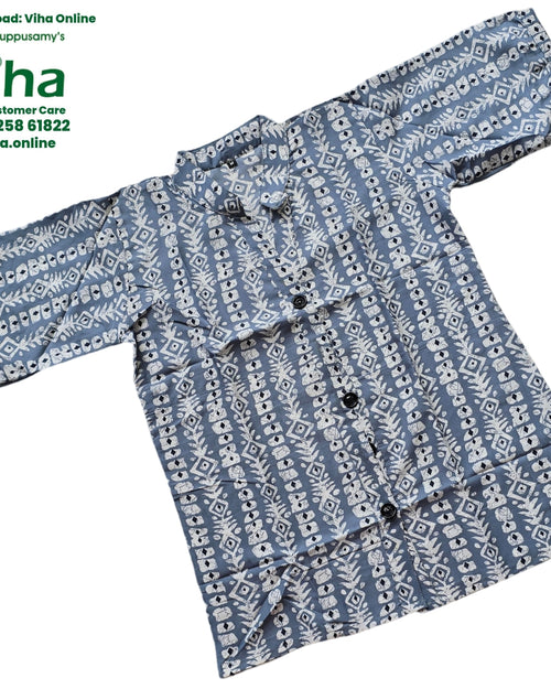 Women Shirt / Size - M, blue and white, collar