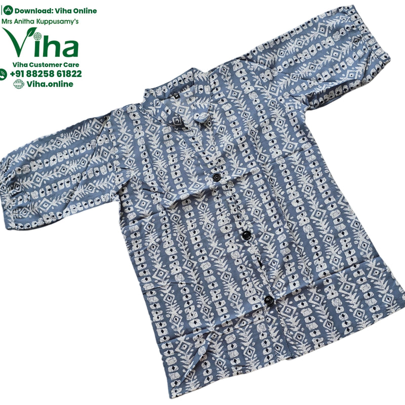 Women Shirt / Size - M, blue and white, collar