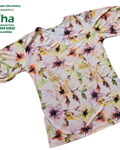 Women Shirt / Size - M, multicoloured with white background, v-neckline