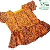 Women Shirt with a floral pattern and short ruffled sleeves