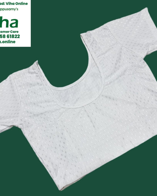 Stretchable Readymade Blouse with a scoop neckline and short sleeves