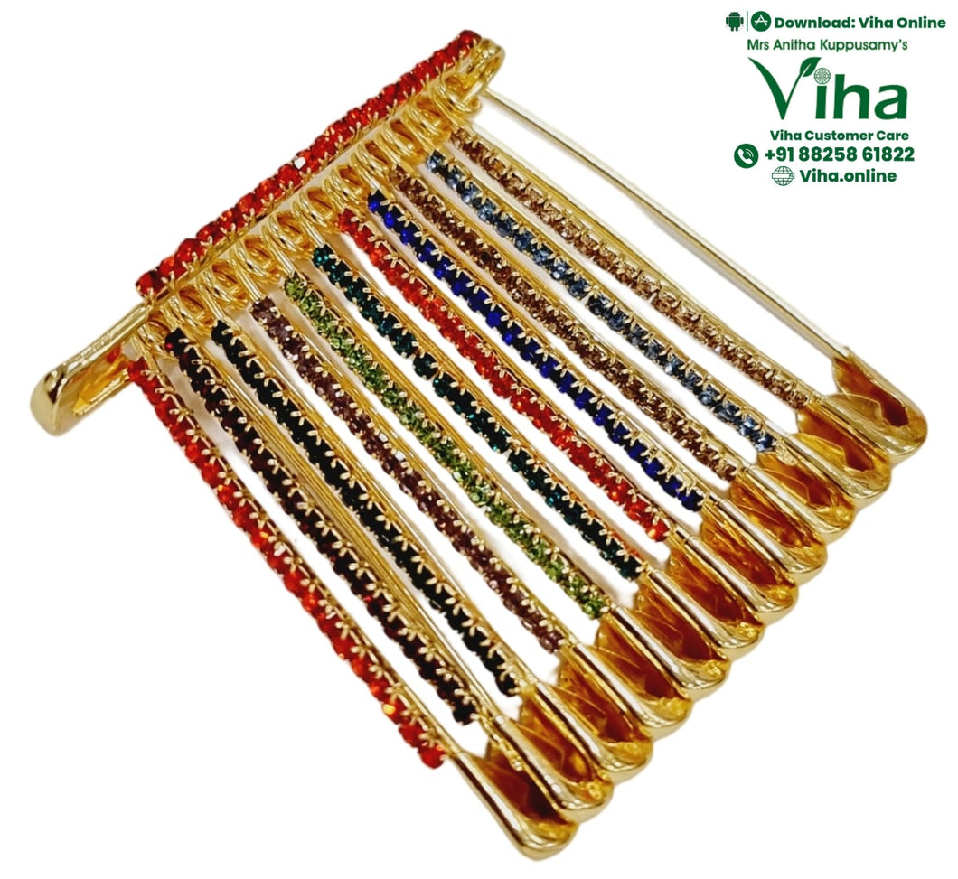 Saree Pin Multi Colour 12 Pcs – Viha Online