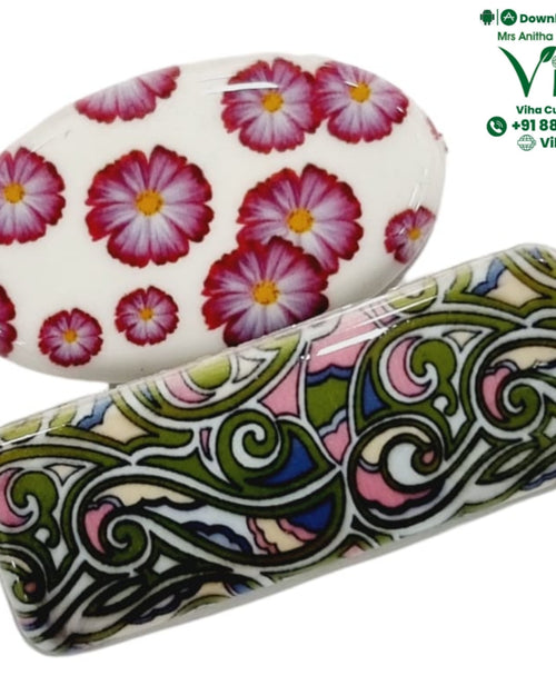 Saree Pin, oval and rectangular clips with floral and paisley print designs