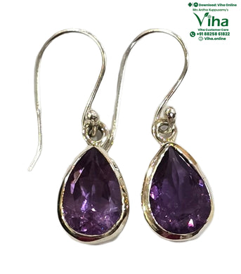 Amethyst Hook Studs - Tilak Shape