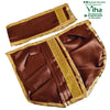 Ganesha Dhoti, two shiny brown fabric items with gold-toned patterned trim, comprising a pleated lower garment and a matching rectangular sash