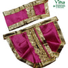 Ganesha, two magenta fabric pieces featuring gold-toned borders and a vertical row of eleven shiny round gold-toned sequins on each piece