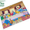 Jesus Photo - Big, a rectangular mat featuring a printed historical painting of thirteen figures seated at a long banquet table under a coffered ceiling