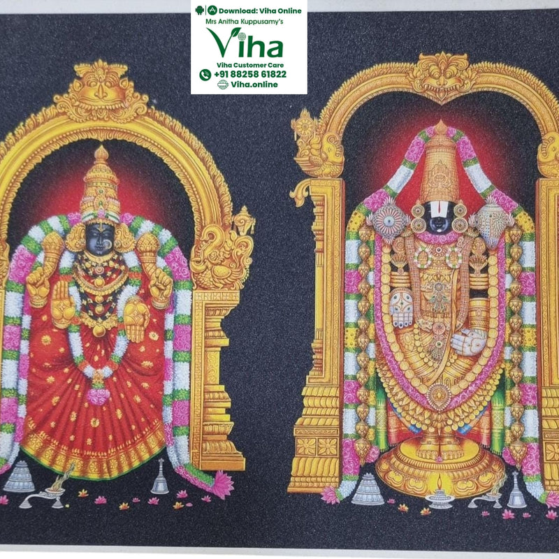 Perumal Thayar photo, unframed with shrines side by side