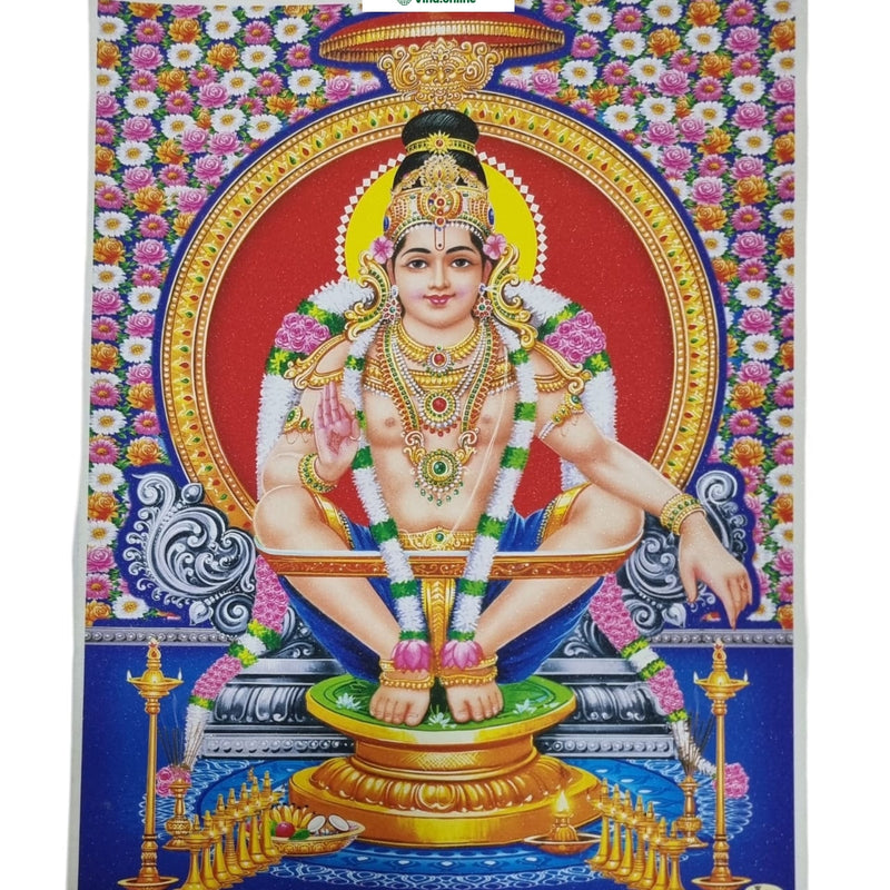 Swamy Ayyappan Photo - Big with a background of flowers