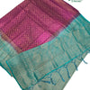 Soft Silk Saree With Blouse & With Stone Work, magenta and turquoise with woven geometric pattern and thread detailing