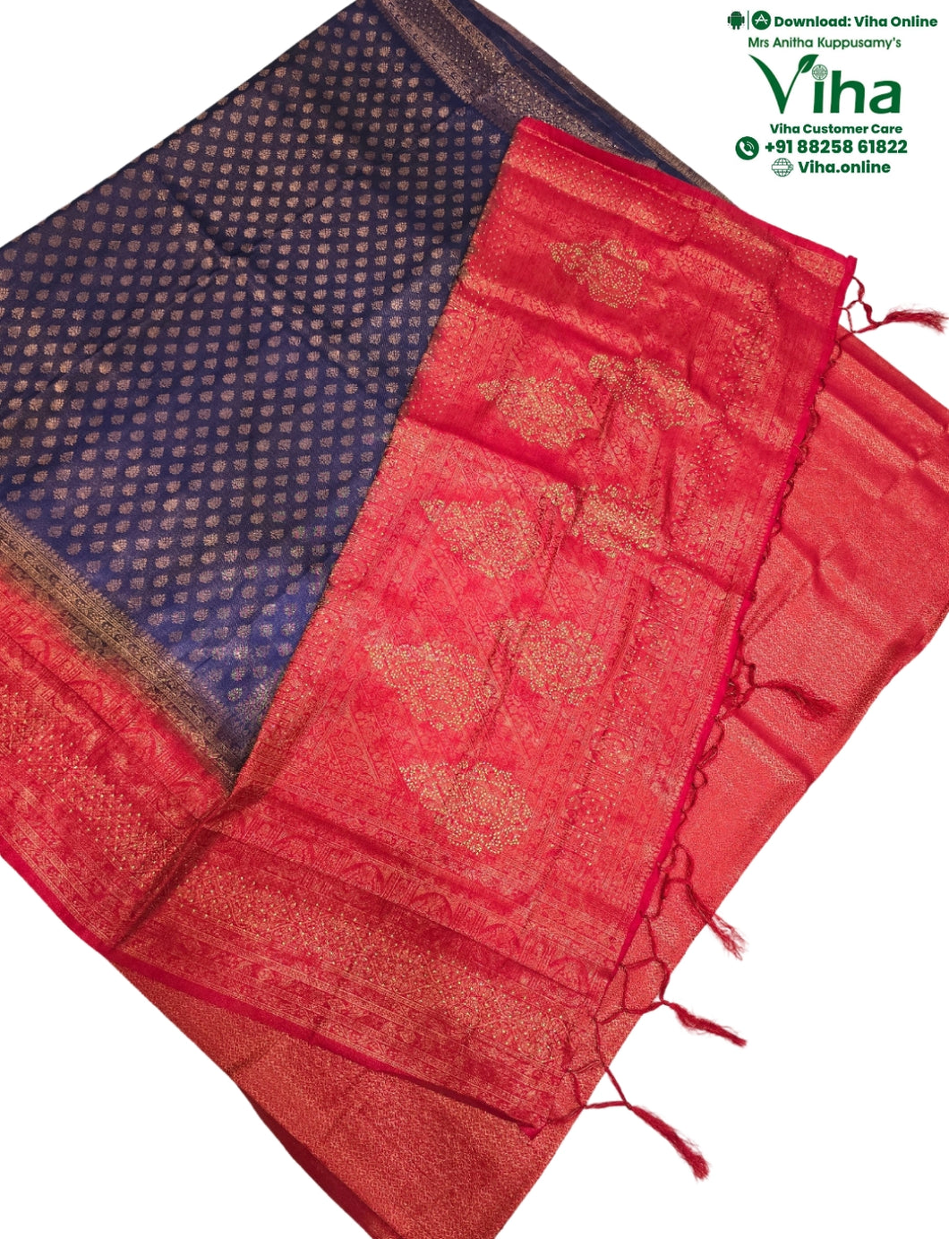 Soft Silk Saree With Blouse & With Stone Work