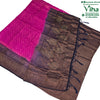 Soft Silk Saree With Blouse & With Stone Work, pink and dark grey woven pattern
