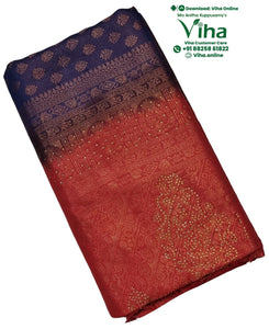 Soft Silk Saree With Blouse & With Stone Work