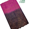 Soft Silk Saree With Blouse & With Stone Work, a folded magenta and dark purple textile with gold-toned woven patterns and studded details