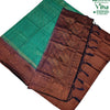 Soft Silk Saree With Blouse & With Stone Work, green and dark brown with repeating pattern and ornate border