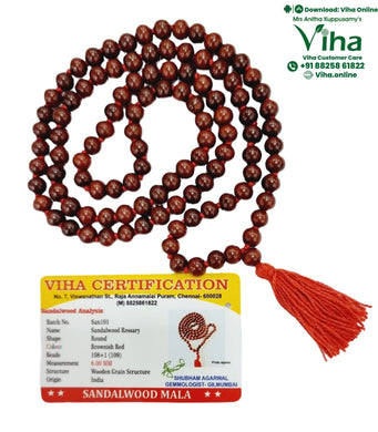 Red Sandal Wood Mala 8 mm - 108+1 Beads