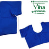 Two by Two Readymade Blouse, two royal blue short-sleeved blouses, one folded and one laid flat with a U-shaped neckline