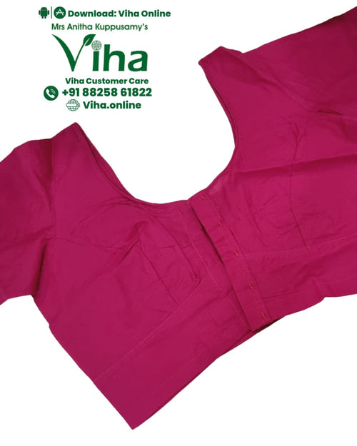 Two by Two Readymade Blouse with dark pink fitted short sleeves and scoop neckline