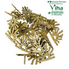 Surya Bindi Stamp, a pile of about twenty gold-toned metal sunburst-shaped spikes with radiating rays and central pins