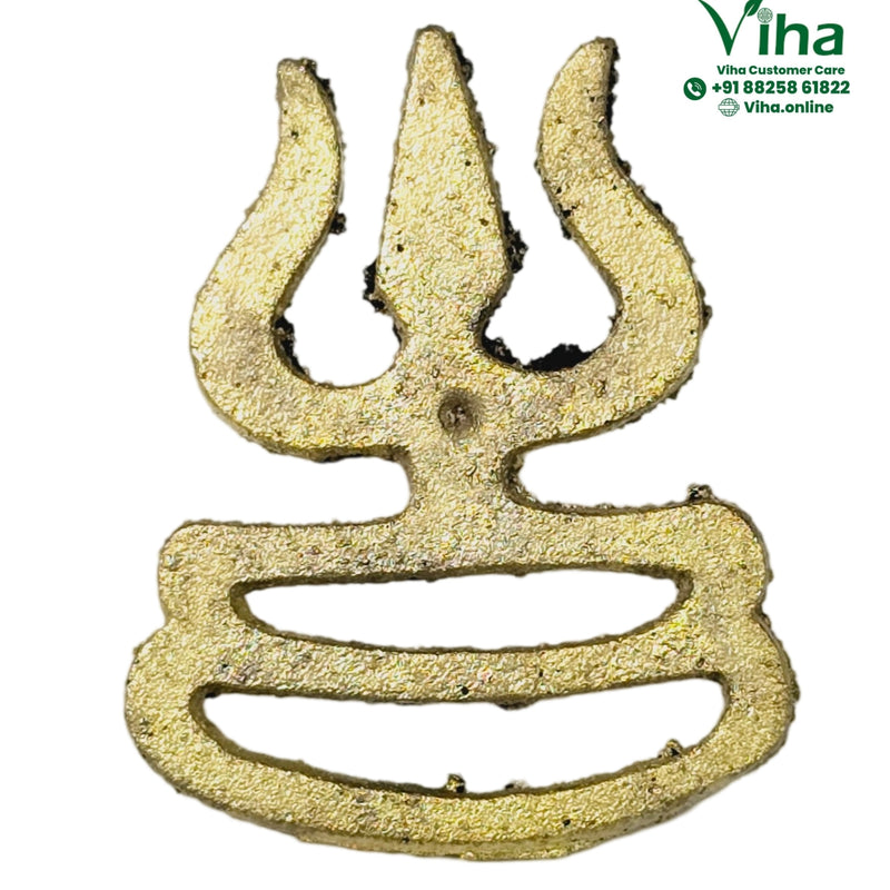 Trishool with Tripindh Bindi Stamp, a flat brass stamp shaped as a trishool (trident)