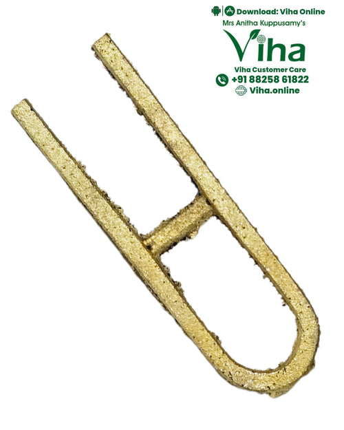 Namam Bindi Stamp, a brass tool shaped like a rounded U with a grainy texture