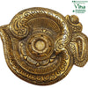 OM Shape Insence Holder, white metal plate with raised floral and scrollwork relief across the entire surface
