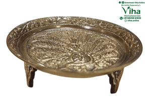 Peacock Designer plate with Stand - Brass