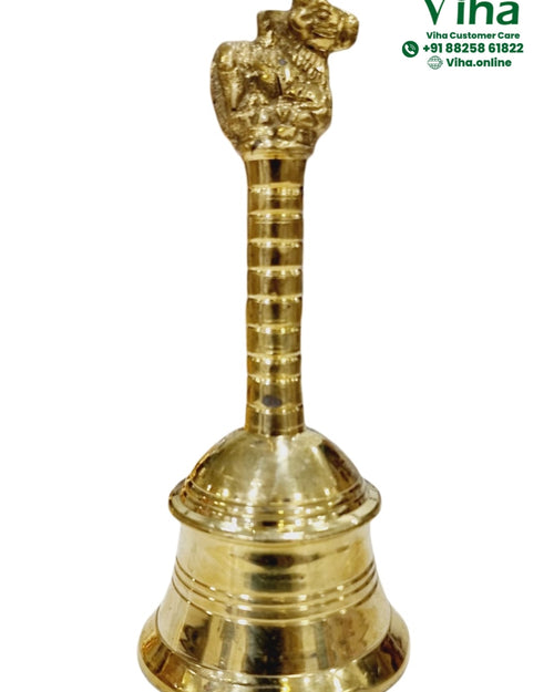 Nandi Pooja Bell - Brass with sculpted animal figure on top
