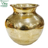 Heavy Lotta, a gold-toned metal pot featuring a bulbous body, a wide flared rim, and three incised horizontal circular lines around the upper shoulder
