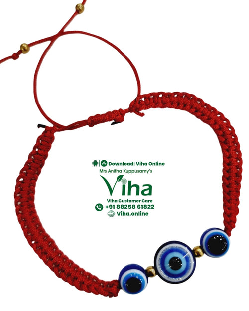 Evil Eye Red Thread Bracelet with woven cord and beads