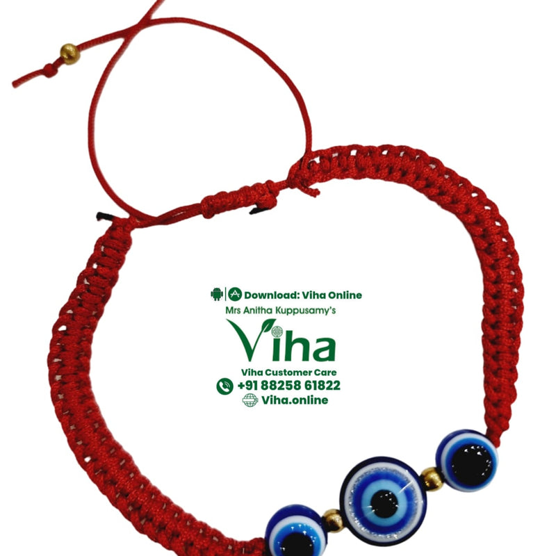 Evil Eye Red Thread Bracelet with woven cord and beads